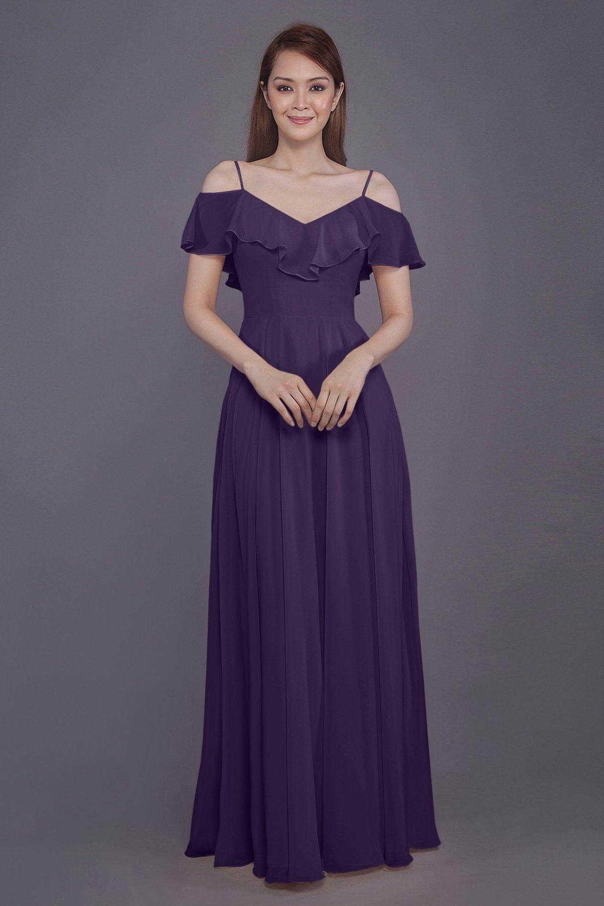 Sheath-Column Floor Length Chiffon Bridesmaid Dress PR3570PS - COCOMELODY